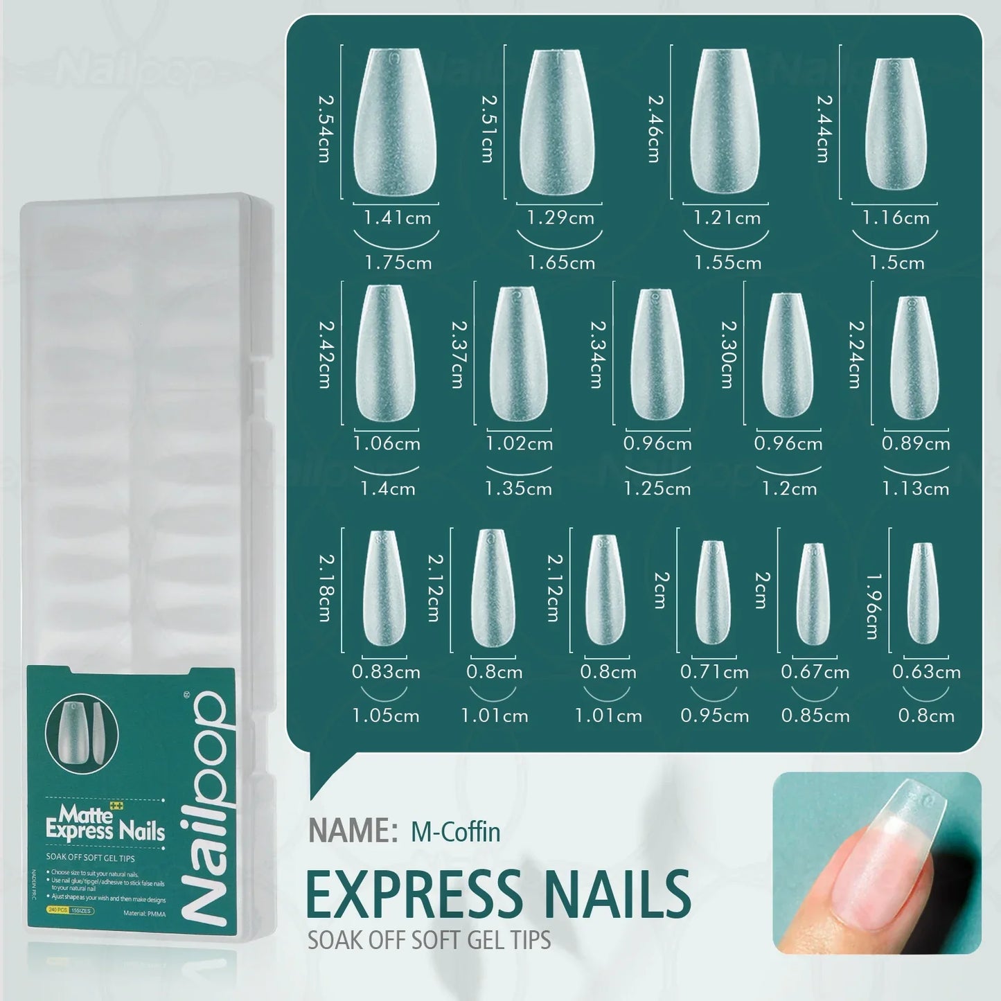 NAILPOP 240pcs Matte Fake Nails NO Polishing Press on False Nails Medium Short Design High Matt Soft Gel Nail Tips for Extension
