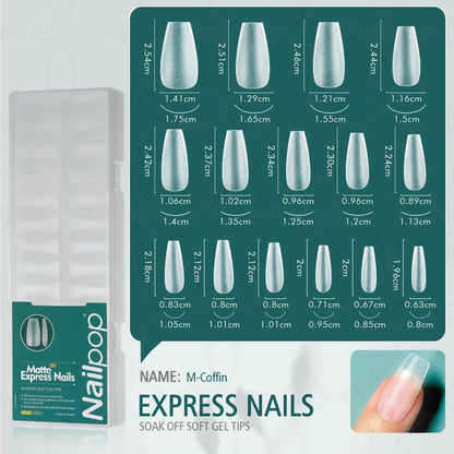 NAILPOP 240pcs Matte Fake Nails NO Polishing Press on False Nails Medium Short Design High Matt Soft Gel Nail Tips for Extension