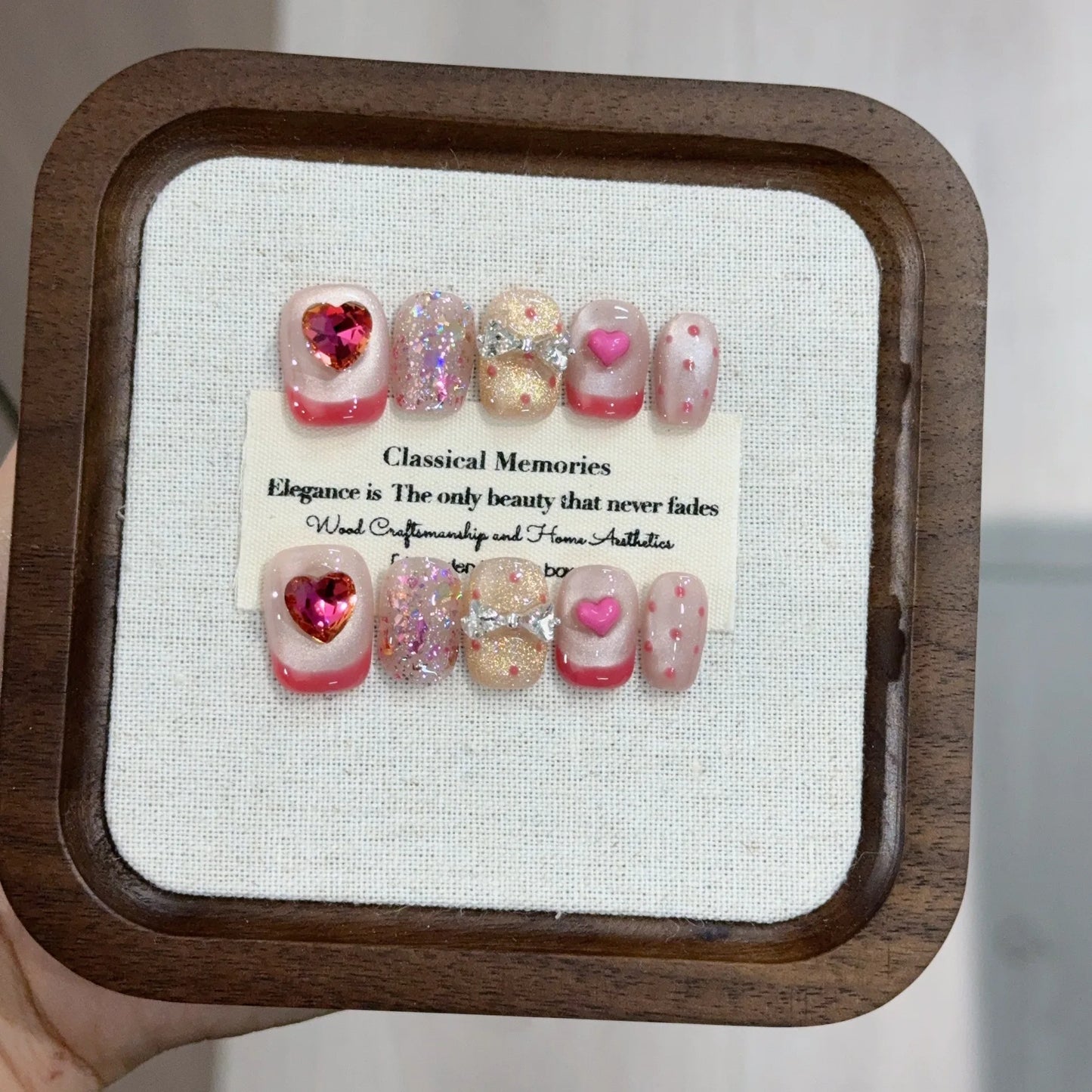 10pcs Love Cat Eye Handmade Press on Nails Simple Fake Nails False Nails Short Artificial Nail Накладные Ногти Uñas Postizas 네일팁