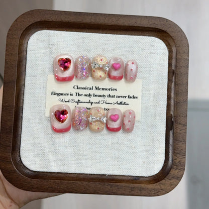 10pcs Love Cat Eye Handmade Press on Nails Simple Fake Nails False Nails Short Artificial Nail Накладные Ногти Uñas Postizas 네일팁