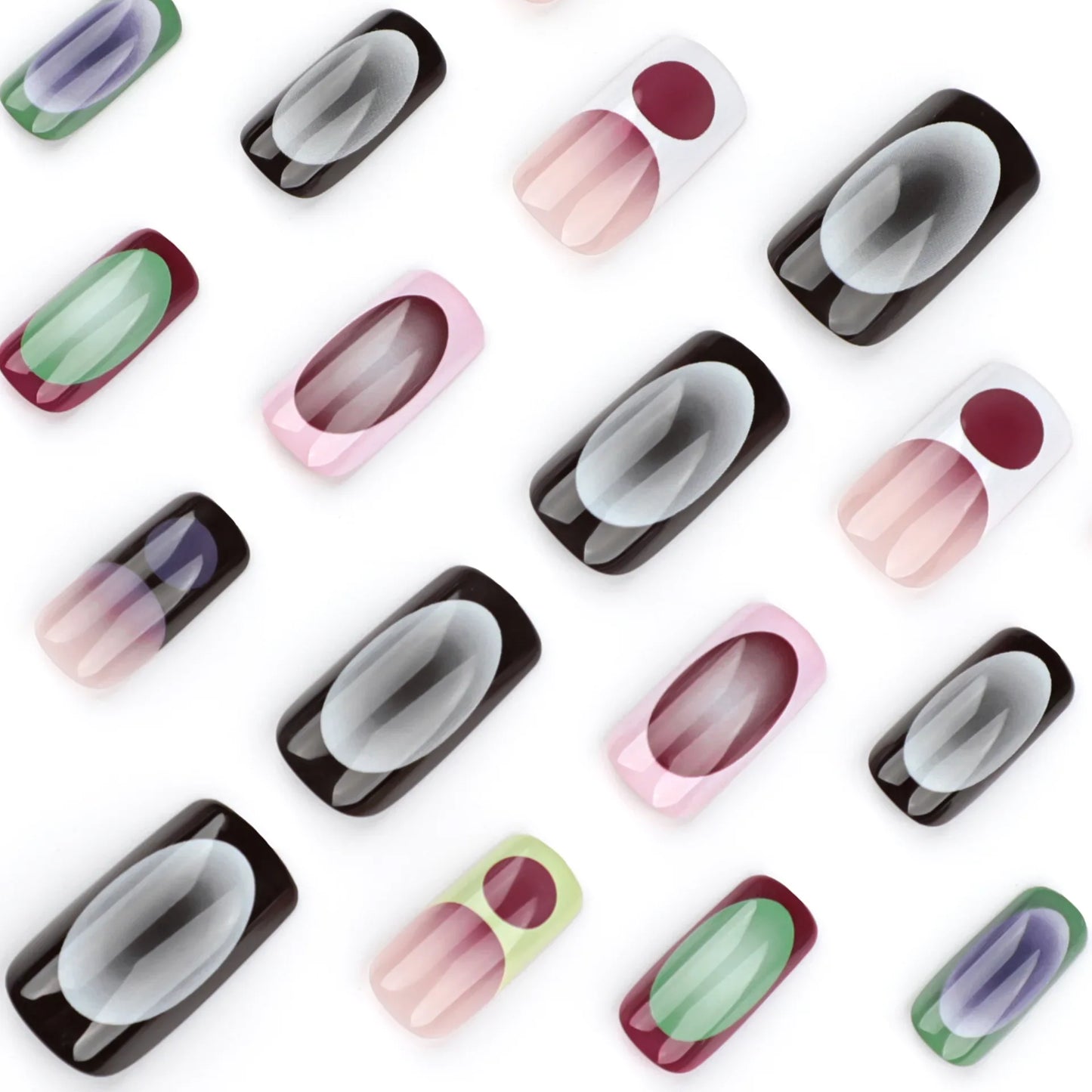 24pcs Blush French False Nails Fashionable Y2k Press On Nails Hand Painted Ballet Fake Nails Fashion Gradient Long Square Nails