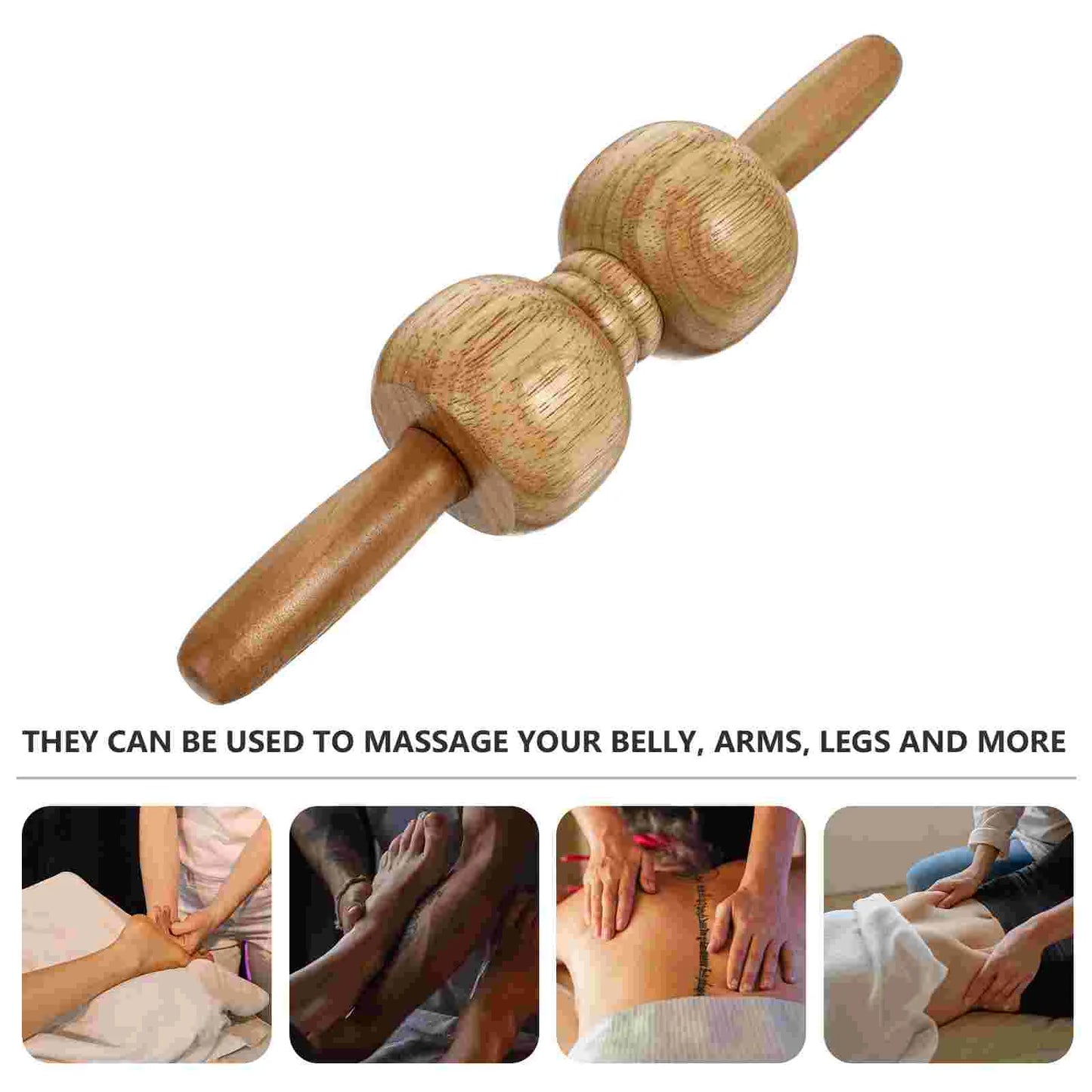 Oak Shoulder Massage Roller Stick Handheld Health Care Tool Muscle Relief Portable Lightweight Body Massaging Fitness