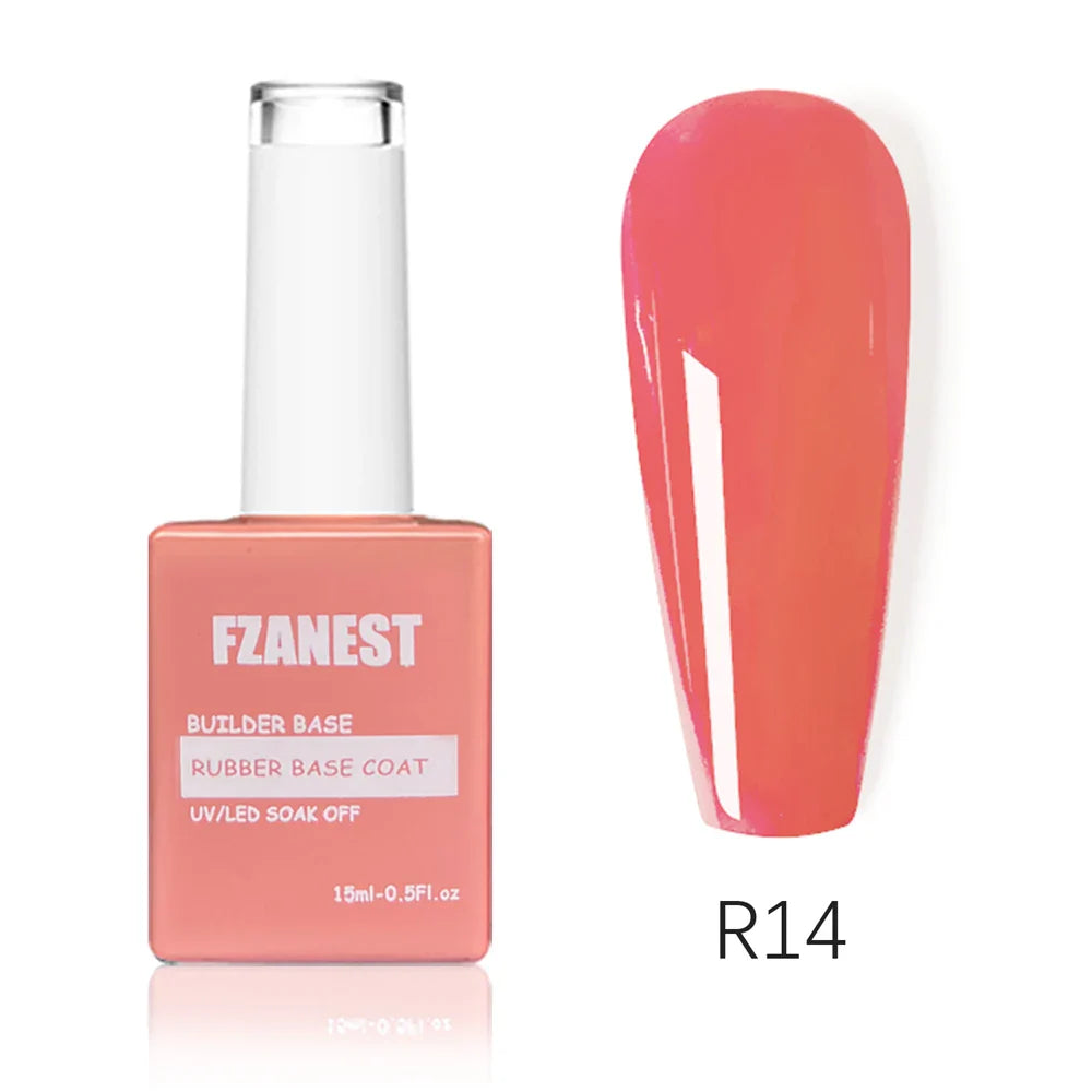 FZANEST 5 in 1 Multifunctional Rubber Base Gel Rubber Builder Base Nail Gel Nude Color Extension Nail Strengthen Gel Nails