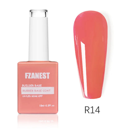 FZANEST 5 in 1 Multifunctional Rubber Base Gel Rubber Builder Base Nail Gel Nude Color Extension Nail Strengthen Gel Nails