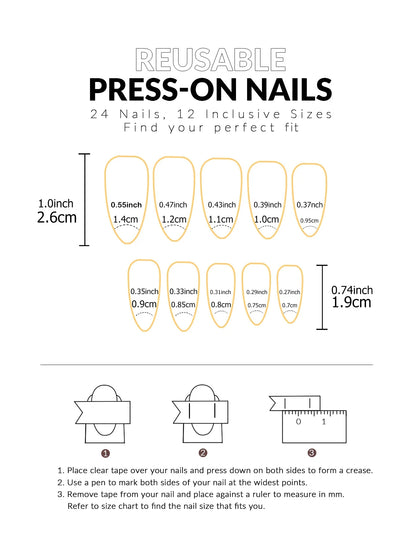 24PCS- white almond fake nails, red love pattern decoration, exquisite elegance, fashion generous, suitable for dating, dinner,