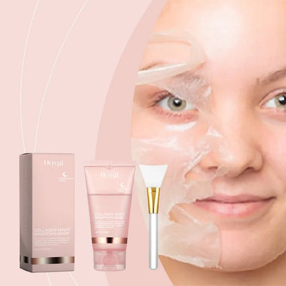 75ml Collagen Peel Off Face Mask With 50g Collagen Jelly Cream Hydrating Moisturizing Night Wrapping Mask Cream Korean Skin Care