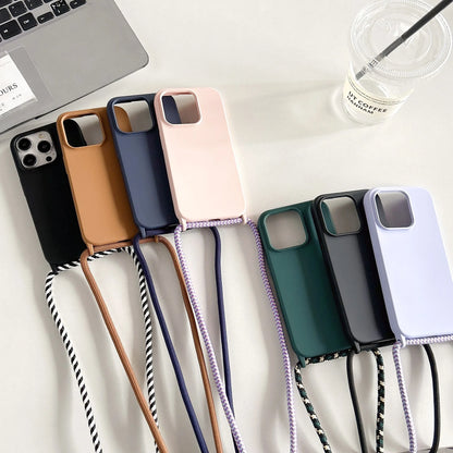 Necklace Strap Cord Crossbody Lanyard Liquid Silicone Case For iPhone 16 Pro 15 14 13 Pro max 12 12mini 7 8 plus
