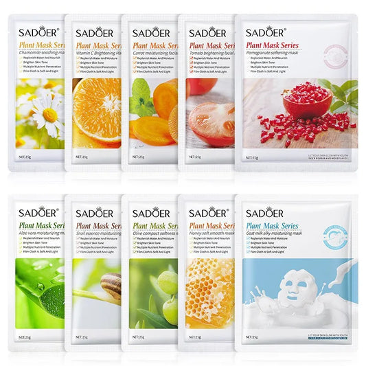 6pcs Natural Plant Face Mask Beauty Skincare Facial Masks Moisturizing Firming Hydrating Sheet Mask Skin Care Korean Cosmetics