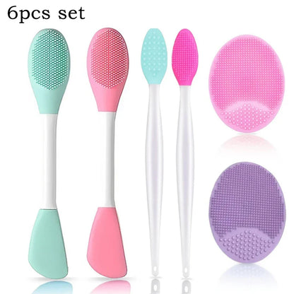 6pcs/set Silicone Face Scrubber Double headed Face Cleaning Brushes Facial Mask Applicator Blackhead Exfoliator Skin Care Tool