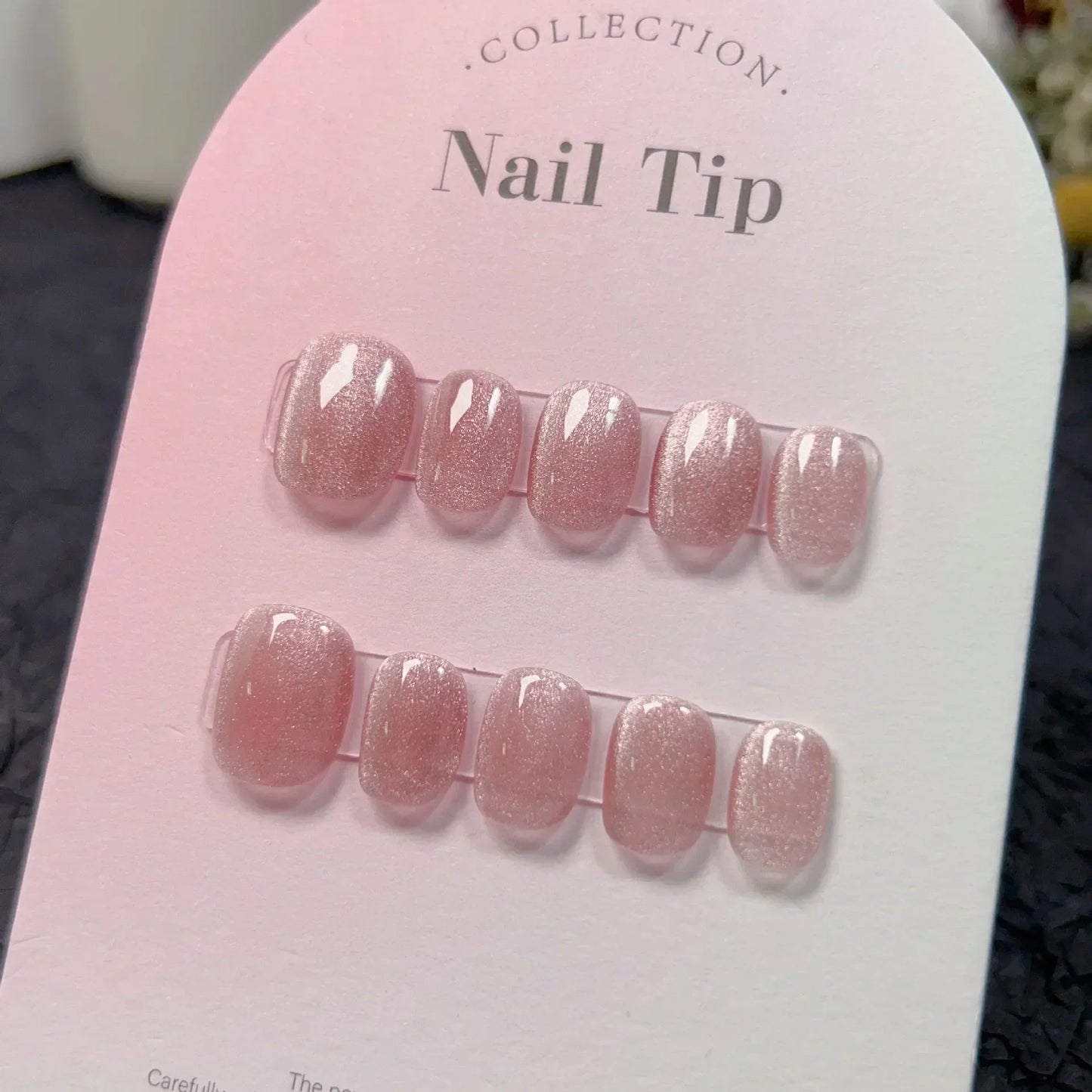 10Pcs Short Ballerina Handmade Press on Nails Blue Cat Eye Fake Nails Wearable Stick-on Nails Full Cover False Nail Uñas 네일팁