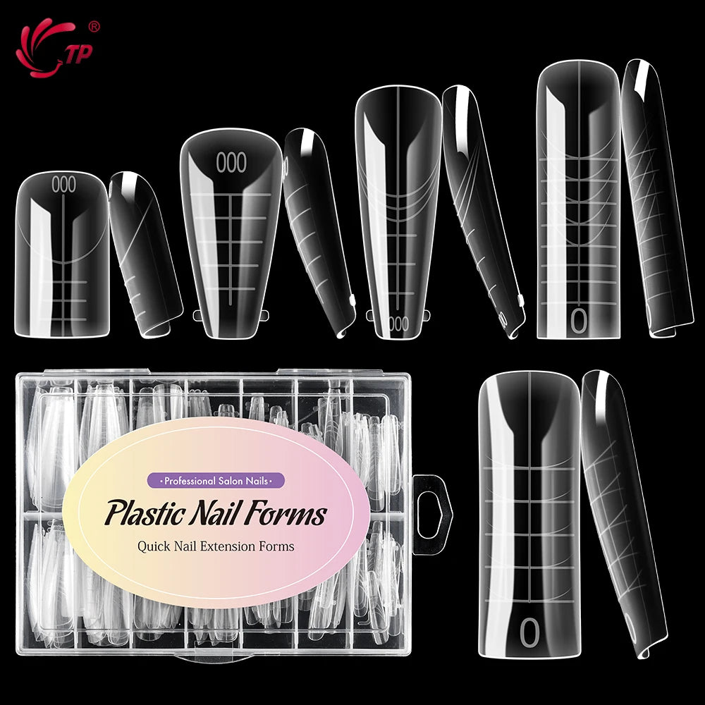 TP 140pcs/box New Nail Dual Forms Acrylic Nails Top Forms for Extension Quick Building UV Gel Molds Full Cover Nail Upper Forms