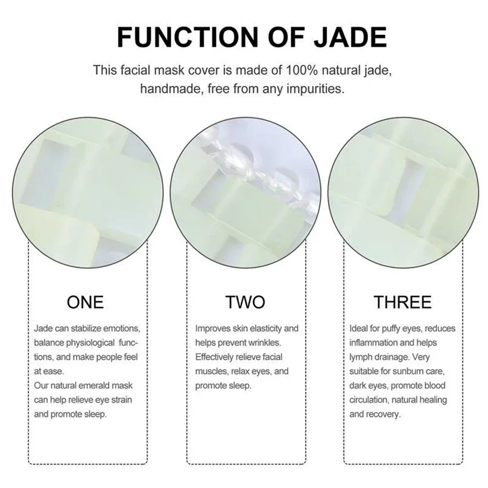 Jade Facial Mask Natural Stone Jade Sleep Mask Anti-Aging Jade Eye Mask Beauty Massage Tools for Puffy Eyes Dark Circles