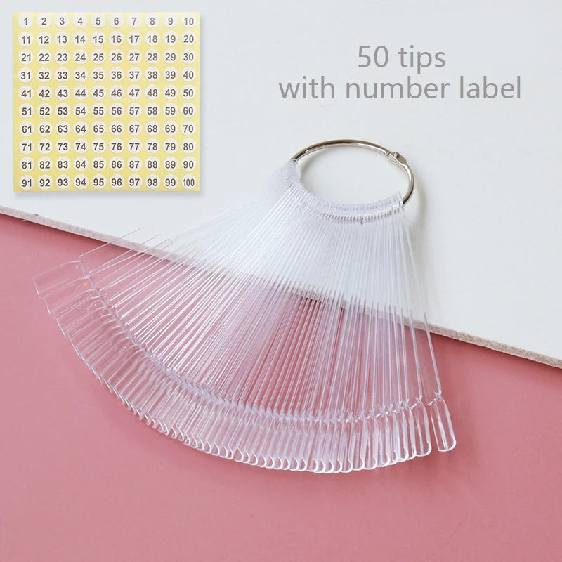 Nail Display Sticks Nail Swatch False Nail Tips Nail Gel Polish Practice Clear Natural Colors Display Board for Nail Art Tools