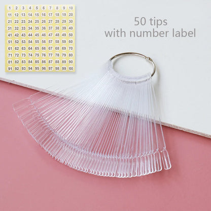 Nail Display Sticks Nail Swatch False Nail Tips Nail Gel Polish Practice Clear Natural Colors Display Board for Nail Art Tools