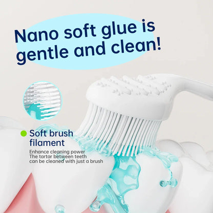 Portable and individually packaged 3-in-1 nano brush head toothbrush floss disposable toothbrush for adults on business trips