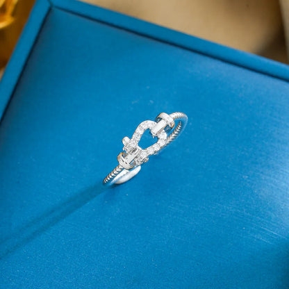 103 A horseshoe-shaped opening ring for women, versatile, slightly set, niche, light luxury style, heavy industry