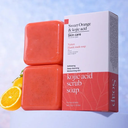 Kojic Acid & Sweet Orange Scrub Soap 70g/140g Glutathione Coconut Milk Cedar Turmeric Brightening Scrub Kojic Acid Scrub Soap