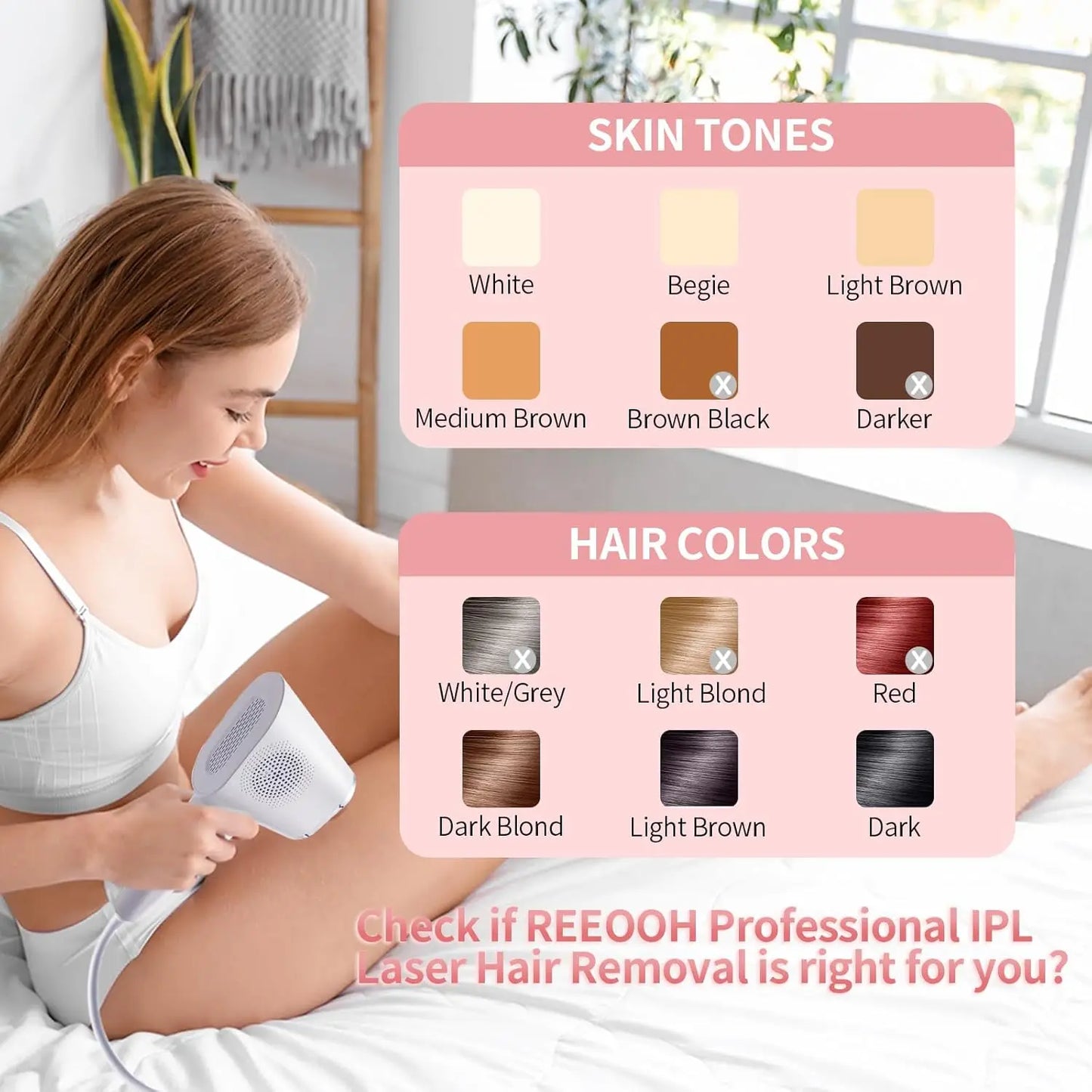 IPL Laser Hair Removal Device with Ice Cooling, 3-in-1 Painless Home Use for Face & Legs