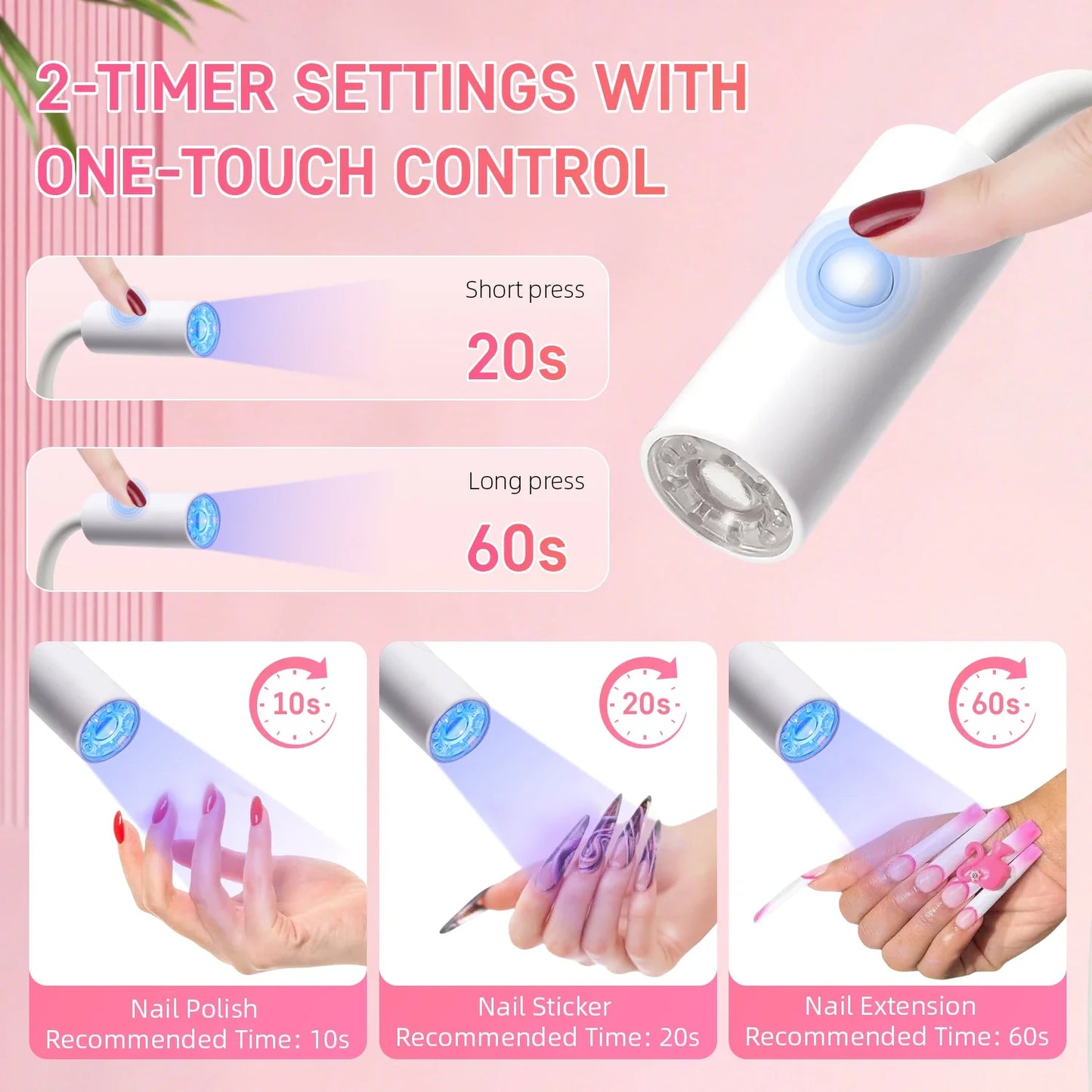 UV LED Light for Nails Polish Drying Lamp 360° Flexible Clip-on Desk Clip Mini USB Portable Nail Dryer Manicure Salon Tools