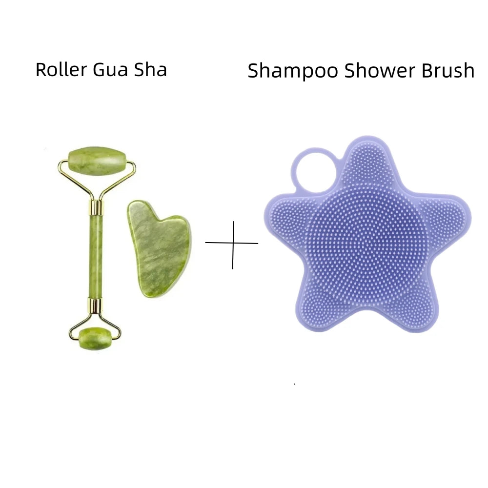 Face Slim Skin Massager Roller Set Guasha Board Resin Scraper Wrinkle Remover Massage Roller for Facial Lifting Care Tool