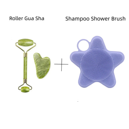 Face Slim Skin Massager Roller Set Guasha Board Resin Scraper Wrinkle Remover Massage Roller for Facial Lifting Care Tool