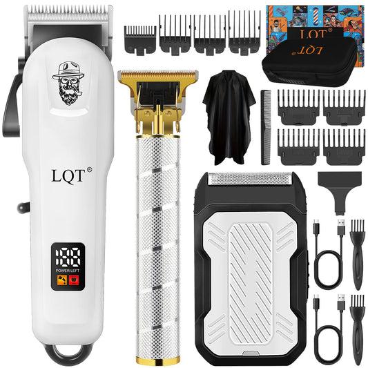 LQT Men's Hair Clipper Set:Cordless Beard & Split End Trimmer, USB Charging, Professional Barber & Home Use, Ideal Gift for Men