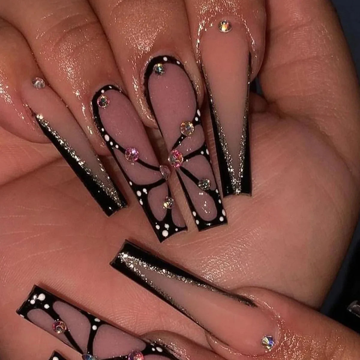 24Pcs Long Square False Nails Simple White French Fake Nails Wearable Ballet Coffin Full Cover Nail Tips Acrylic Press on Nails
