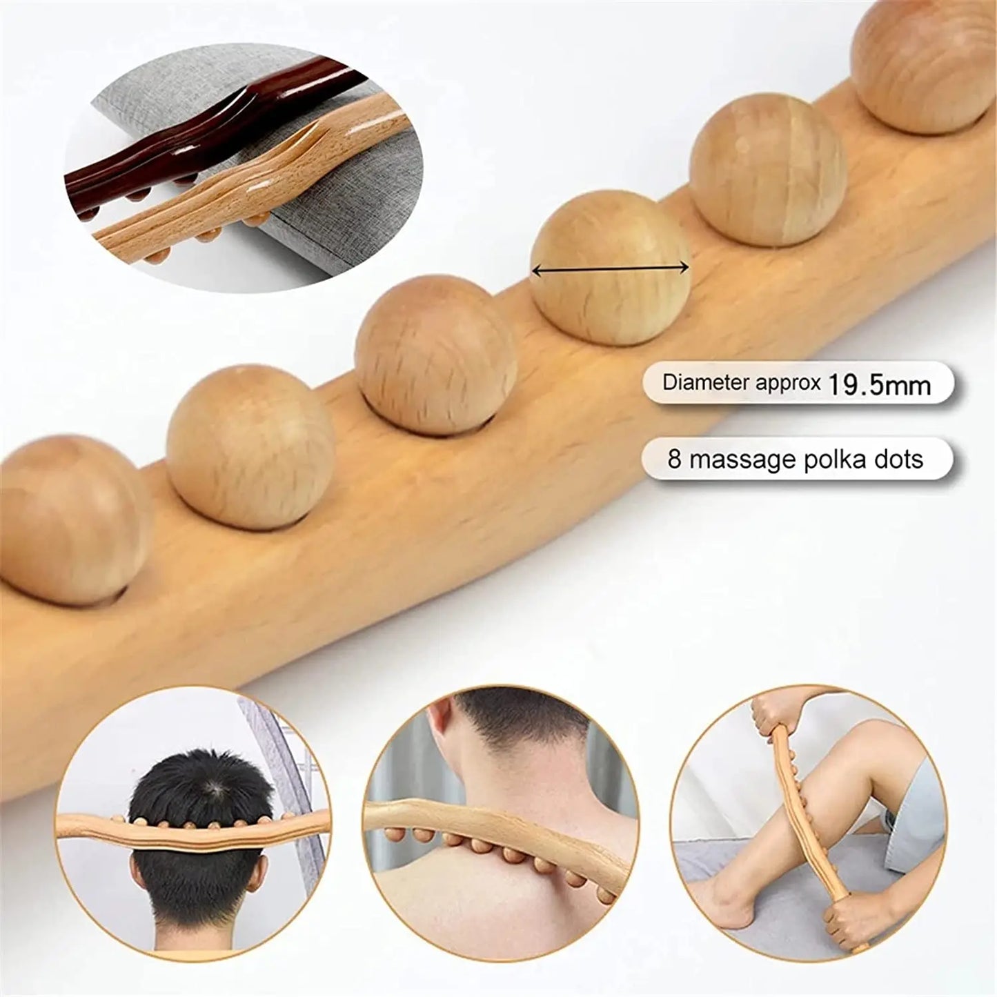 Wooden GuaSha Stick Beech Wood Therapy Back Shoulder Neck Waist Massage Tool Fat Burner Meridian Cellulite Scraper Body Slimming