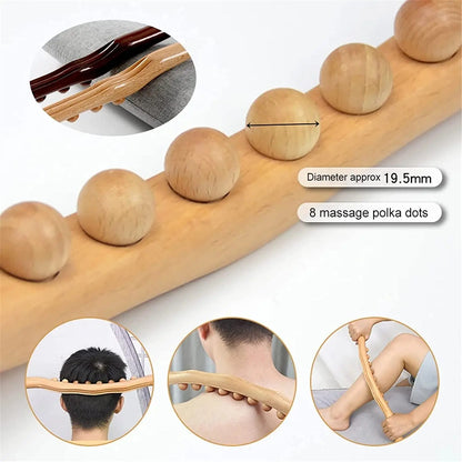 Wooden GuaSha Stick Beech Wood Therapy Back Shoulder Neck Waist Massage Tool Fat Burner Meridian Cellulite Scraper Body Slimming