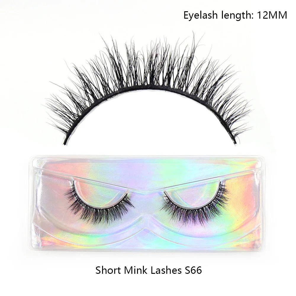 LEHUAMAO Makeup Mink Lashes 3D Short Mink Eyelashes Natural False Eyelashes Fluffy Mink Lashes Extension 12mm-15mm Eyelashes