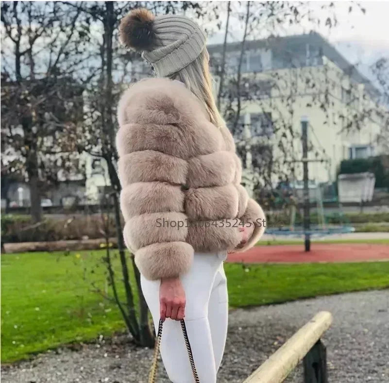 Women's Fashion faux fur coat super hot Autumn Winter women short Faux fox fur fluffy jacket high quality 5xl Ladies furry coats
