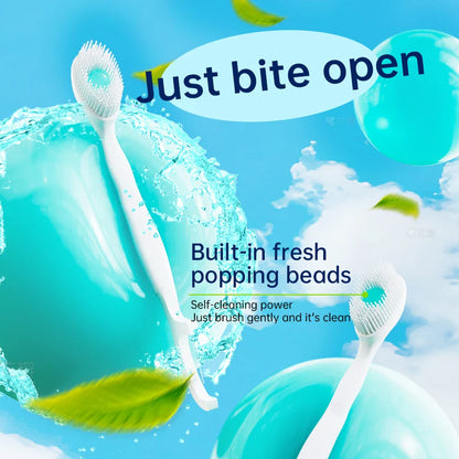 Portable and individually packaged 3-in-1 nano brush head toothbrush floss disposable toothbrush for adults on business trips