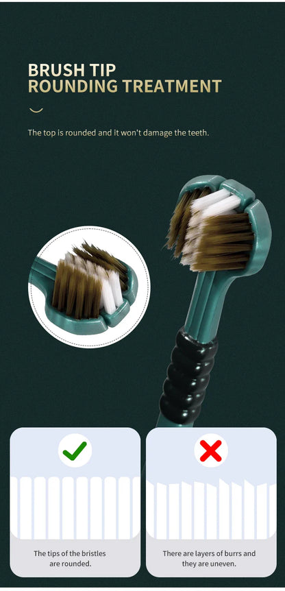 2/4/6pcs Adult Toothbrushes 3 Sided Soft Bristles Tongue Scraper Deep Cleaning Health Oral Care Family Couple Travel Tooth Brush