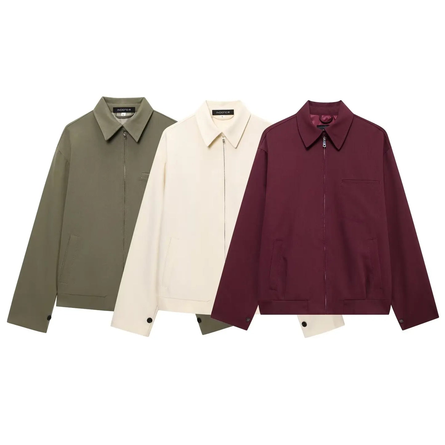 2025 Women Solid Wine Red Jacket Coat Long Sleeve Zipper Cropped Tops Female Casual Chic Tops Woman Fashion High Street
