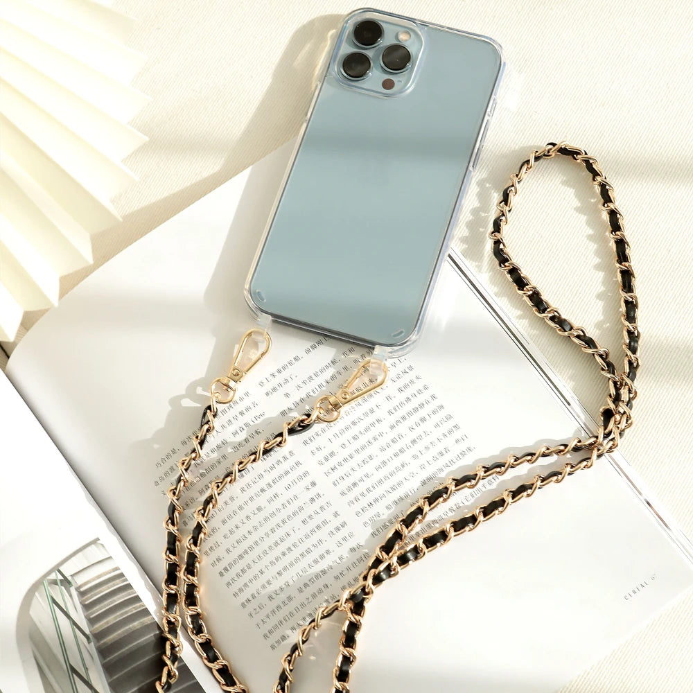 DIY Luxury Pearl Chain Crossbody Strap Shockproof Acrylic Lanyard Phone Case for iPhone 16 14 13 12 PRO 15 Pro Max X XS 7 8 Plus