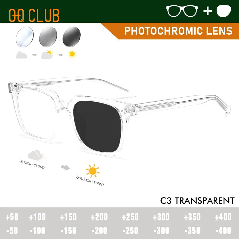 O-Q CLUB Square Eyeglasses Women's Grade Glasses Man Style Blue Light Intelligent Progressive Multifocal Lenses to Read Eyewear
