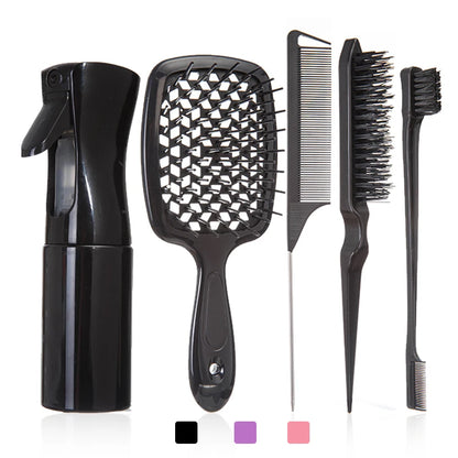5/6 Pcs Comb Set Detangling Hair Brush Curly Hair Curved Rat Tail Comb Set Edge Hair Brush Curly Hair Brush Hair Salon Tools
