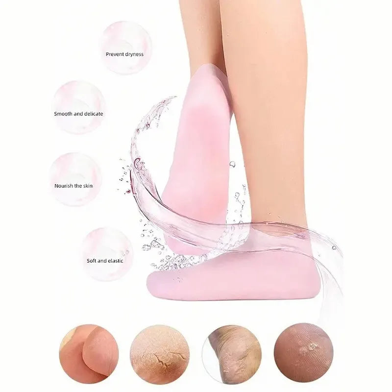 1 Pair Suitable Women Dry Cracked Feet Silicone Socks Available Multiple Colors for Moisturizing Cracked Feet