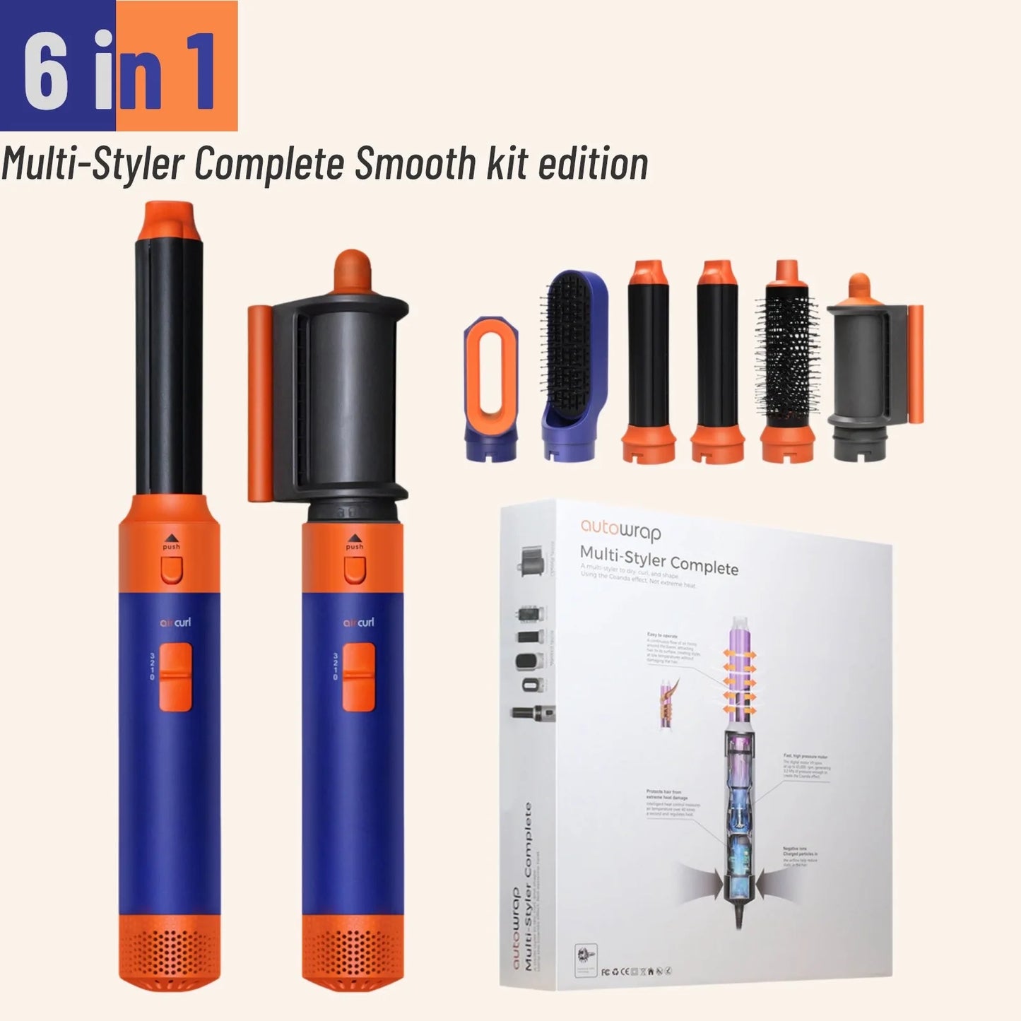 6 in 1 Hair Dryer Multi Styler With Hair Brush Curling Iron Hair Straightener Personal Care Styling Tool Hair Dryer Multi Styler