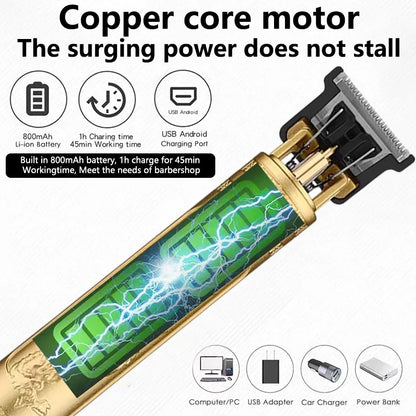 2025 T9 HairClipper Beard Shaving Body Hair Trimmer Clippers Electric Machine Men Haircut Machine 0mm Barber ShaverDragon Carved
