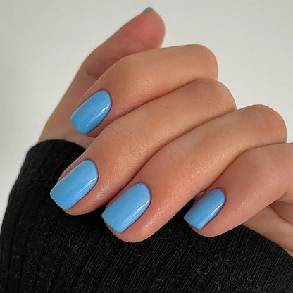 24Pcs Solid Color Press on Nails Short Square Round Fake Nail Glossy Dark Nail Art Wearable Detachable Autumn Winter False Nails