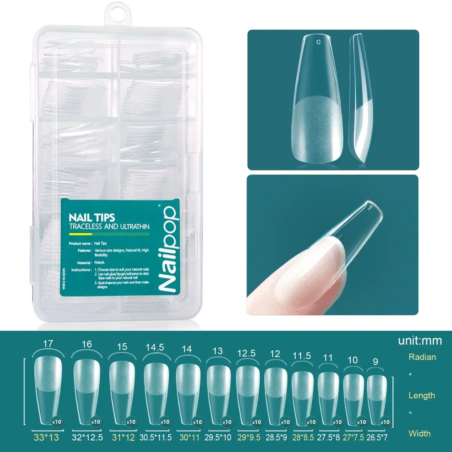 Nailpop 120pcs Acrylic Nails Fake Capsule Short Almond Coffin Square Artificial Nail Extension Soft Gel Tips Accessories Tools