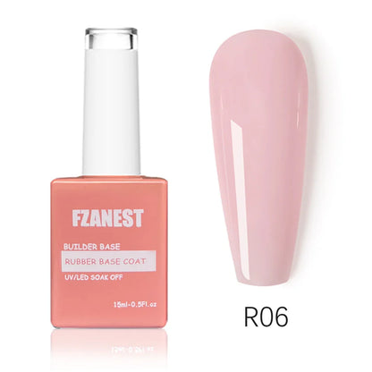 FZANEST 5 in 1 Multifunctional Rubber Base Gel Rubber Builder Base Nail Gel Nude Color Extension Nail Strengthen Gel Nails