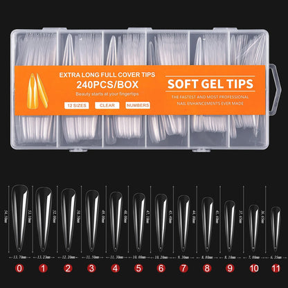 240pc/box False Nails Super Long Ballerina Nails Press On Nail Full Cover Matte Gel Tips Nail Art XXL American Capsule Fake Tips