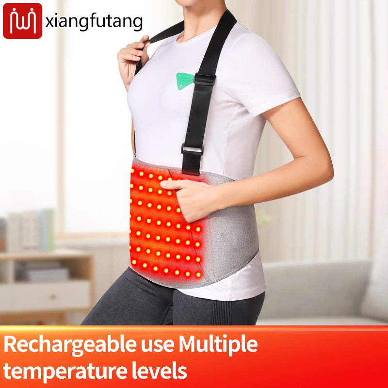 Red Light Heating Electric Waist Massager Belt Vibration Hot Compress Lumbar Back Support Brace for Women Uterus Relaxation