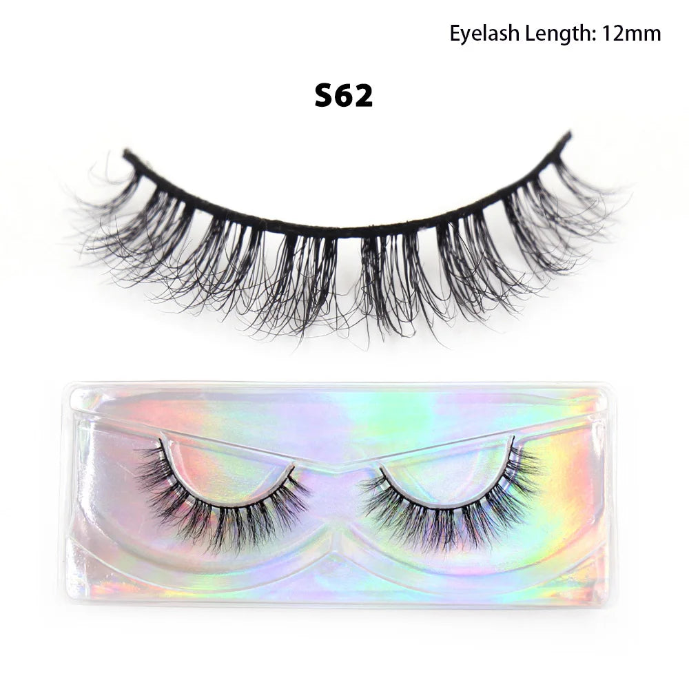 LEHUAMAO Makeup Mink Lashes 3D Short Mink Eyelashes Natural False Eyelashes Fluffy Mink Lashes Extension 12mm-15mm Eyelashes