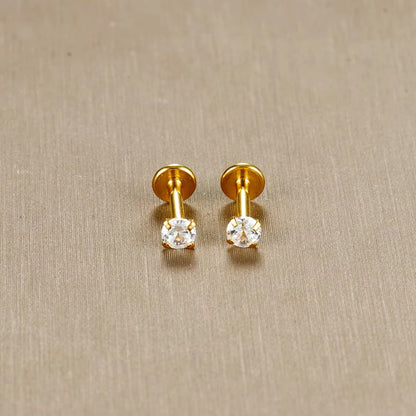 2PC Labret Tragus Stud Earrings 16G Surgical Stainless Steel CZ Crystal Monroe Helix Cartialge Conch Medusa Lip Body Piercing