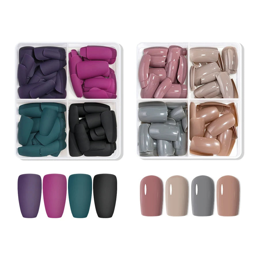 96Pcs Solid Color Matte Nails, Short Full Cover Fake Nails, Press-on Short False Nail Tips