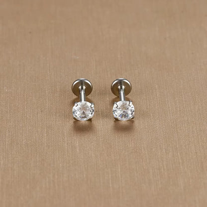 2PC Labret Tragus Stud Earrings 16G Surgical Stainless Steel CZ Crystal Monroe Helix Cartialge Conch Medusa Lip Body Piercing