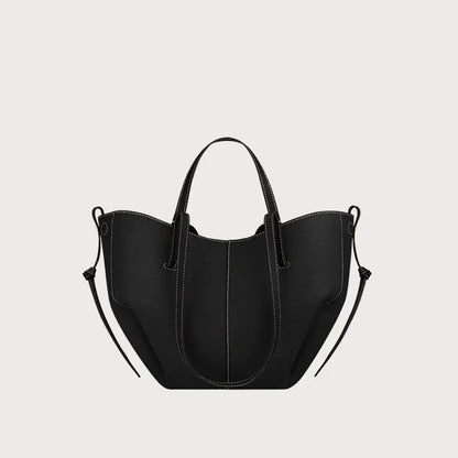 Y2K - French Luxury Large Capacity Women's Handbag, Leather Pleated Wing Bag, One Shoulder Underarm Handbag